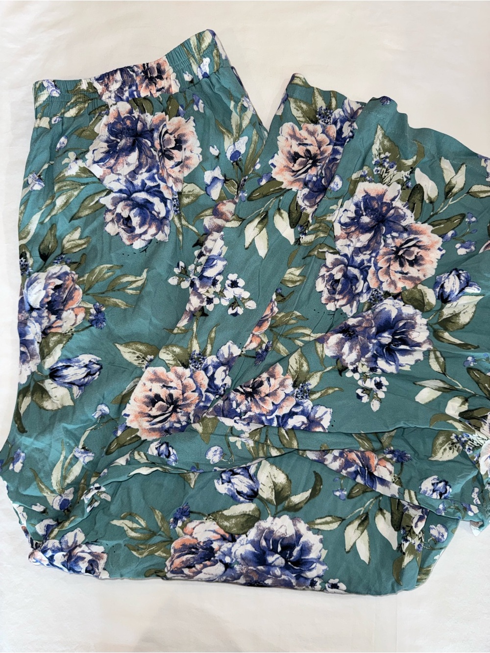 Listicle Teal Floral Wide-Leg Pants L